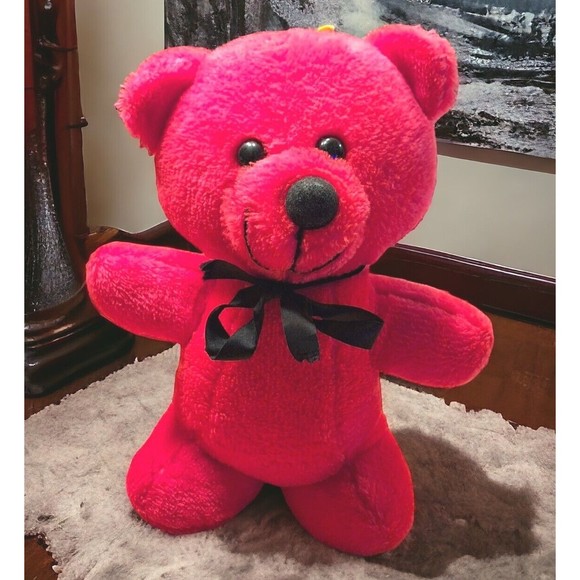 Vintage 1986 Ganz Bros Red Teddy Bear Stuffed Animal Toy 11" Carnival Style - Picture 1 of 7